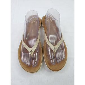 OluKai Honu Flip-Flop Beach Sandals for Ladies - White/Golden Sand - 11M